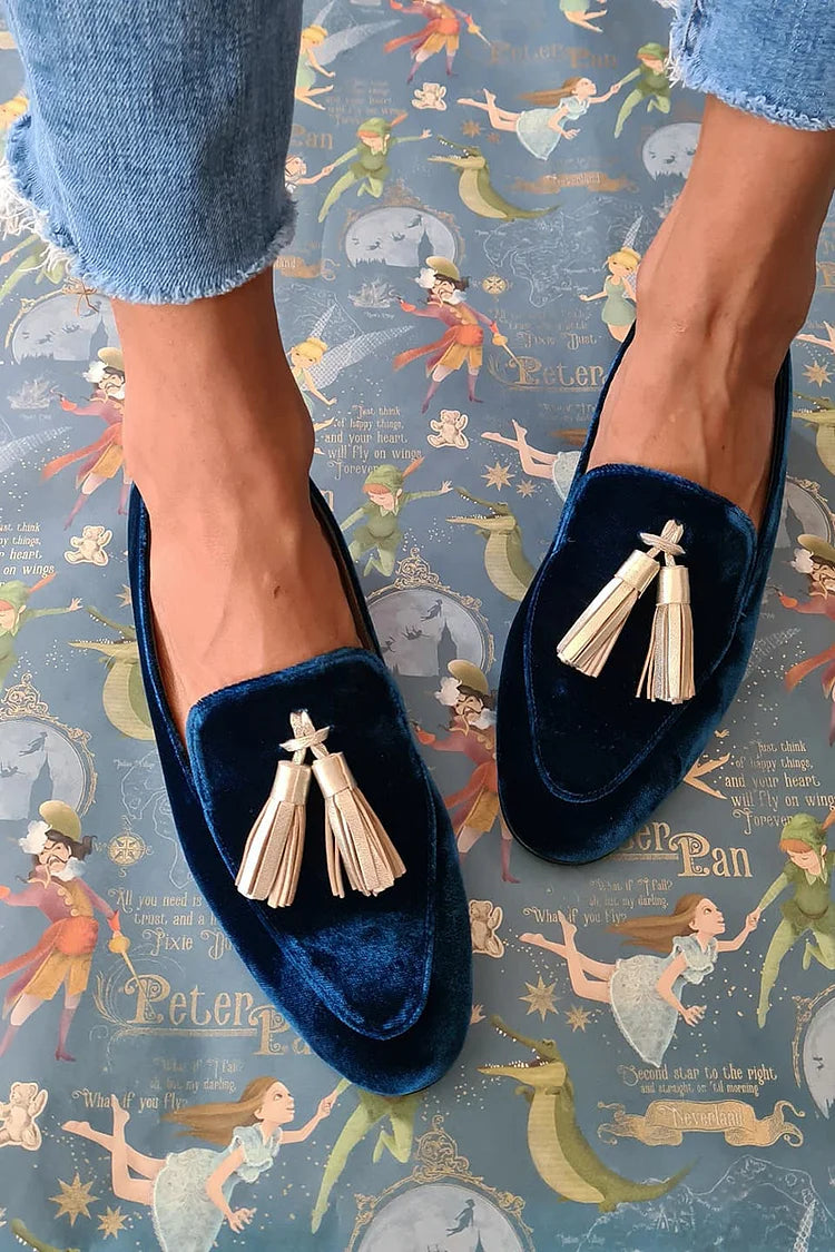 Hana | Midnight Elegance Loafers with Champagne Accents