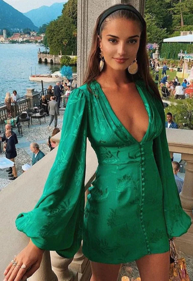 Mirella | Textured Balloon-Sleeve Dress