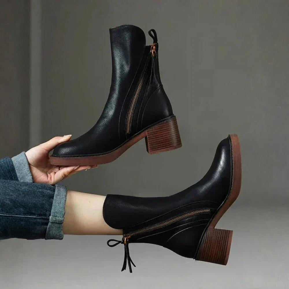 Amara | Elegant Leather Ankle Boots