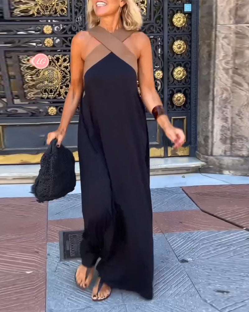 Siena | Elegant Cross-Neck Maxi Dress