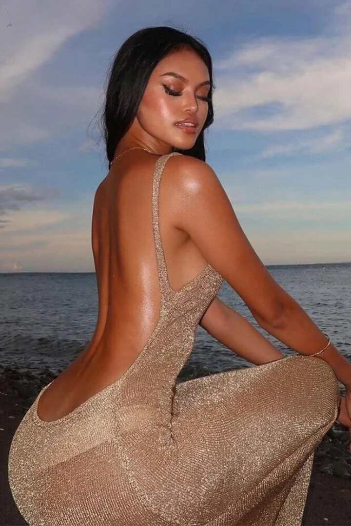 Renee | Embellished Backless Maxi Dress
