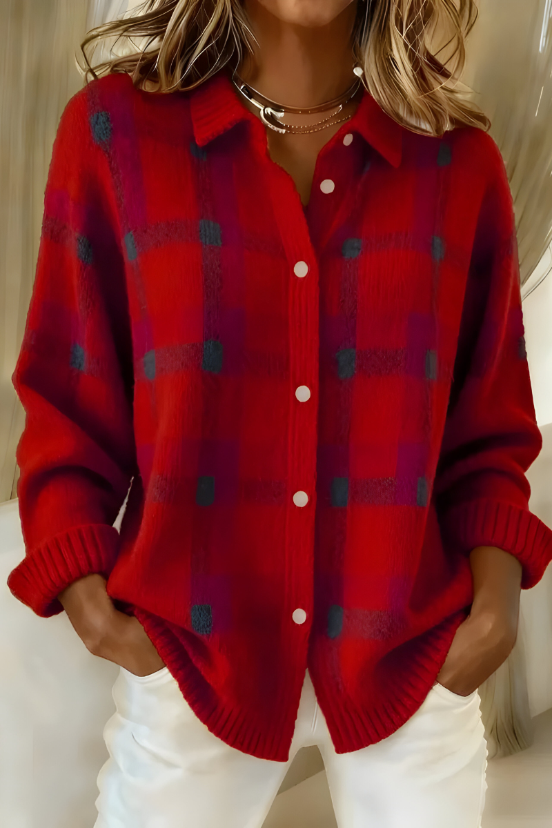 Thalia | Checked Knit Cardigan