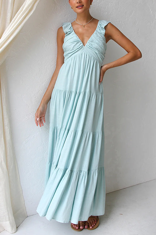 Marina | V-Neck Ruffle Maxi Dress