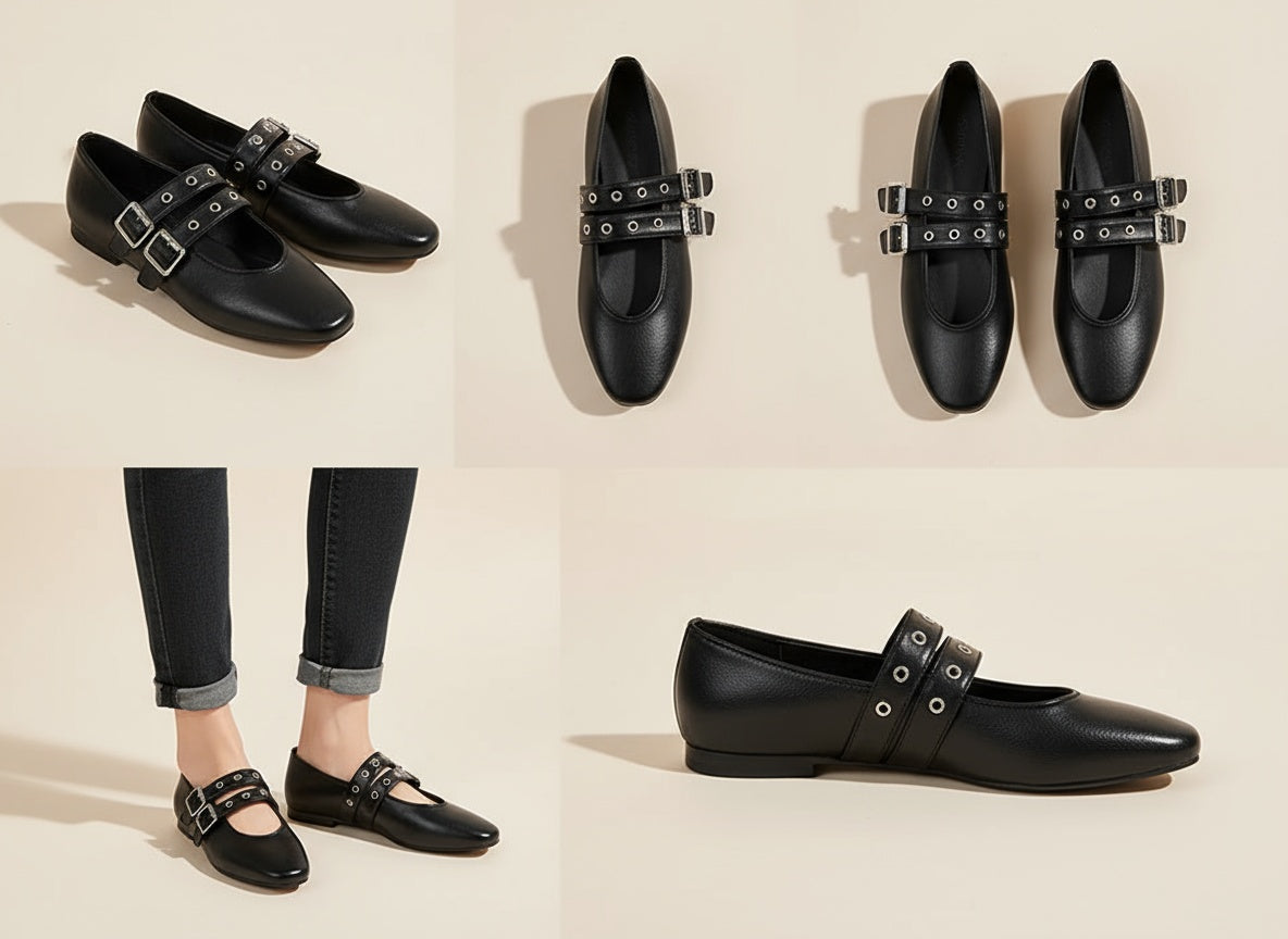 Amara | Elegant Double Buckle Flats