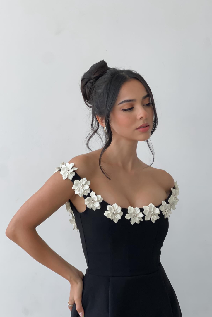 Elena | Floral Neckline Mini Dress