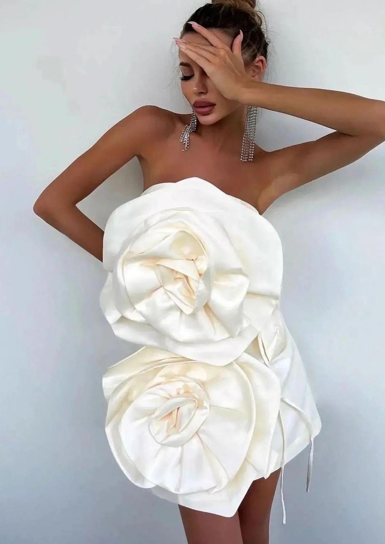 Elodie | Strapless Rose Mini Dress