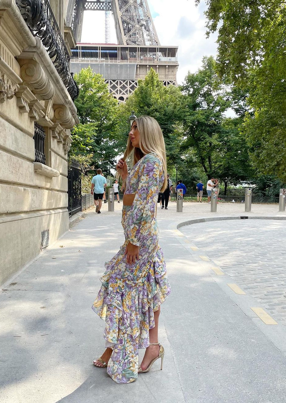 Dahlia | Elegantly Draped Floral Dress