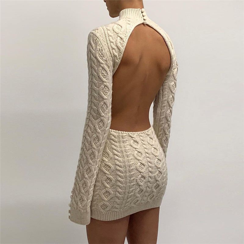 Elara | Knitted Mini Dress with Back Detail
