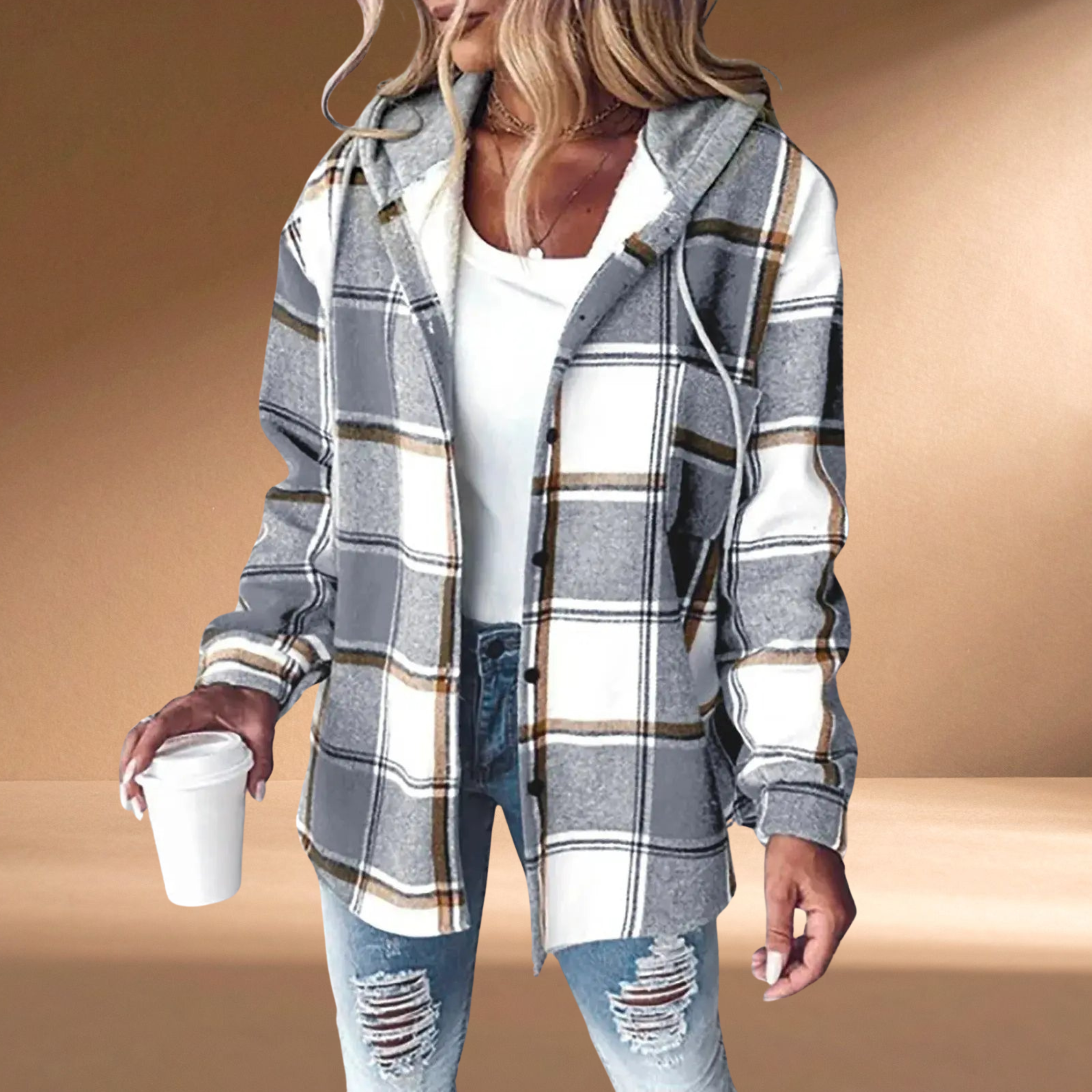 Seraphine | Checked Hooded Shacket
