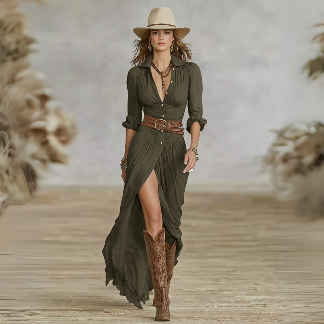 Harlow | Elegant Belted Shirt Dress