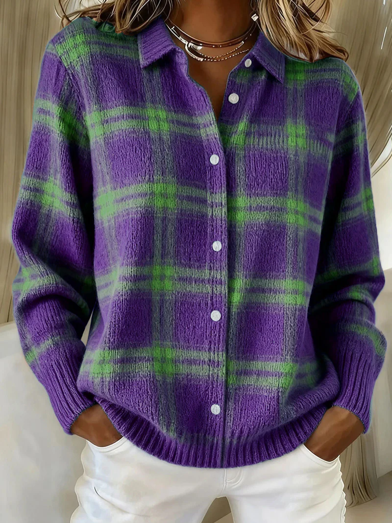 Thalia | Checked Knit Cardigan