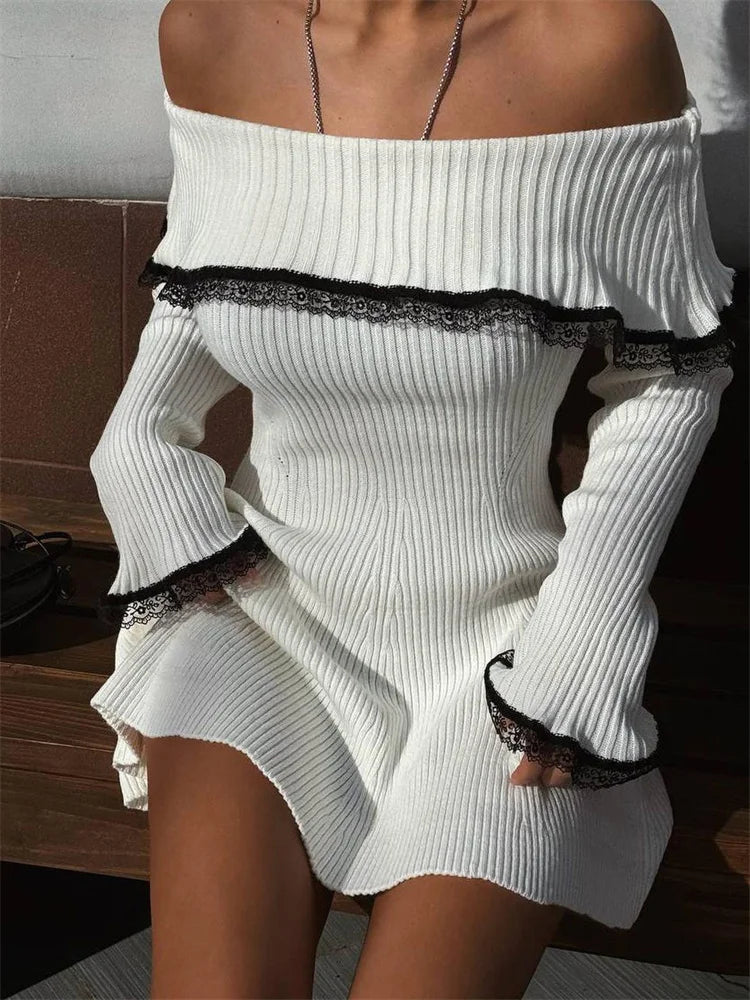 Freya | Contrast Lace Mini Dress