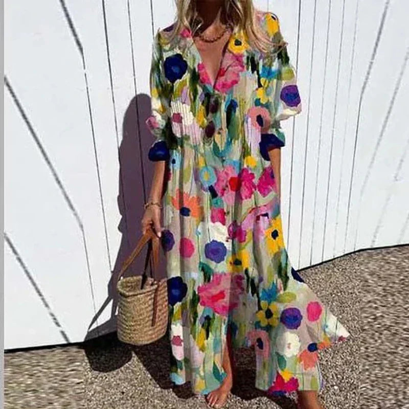 Marina | Bohemian V-Neck Maxi Dress