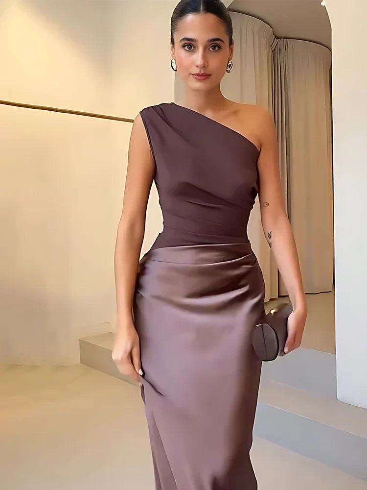 Sofia | Elegant One-Shoulder Satin Gown