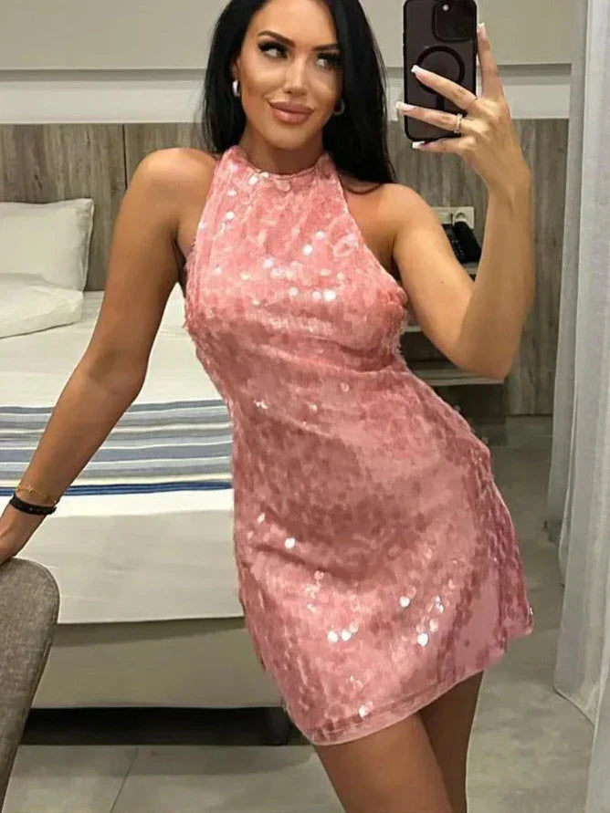 Jade | Sleeveless Pink Sequin Dress