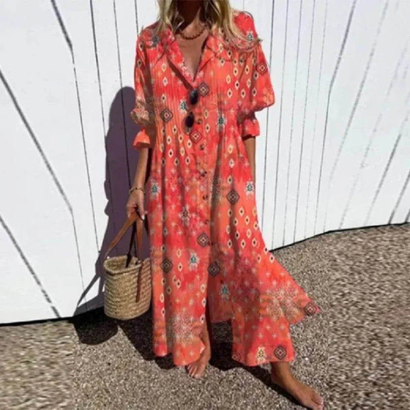 Marina | Bohemian V-Neck Maxi Dress