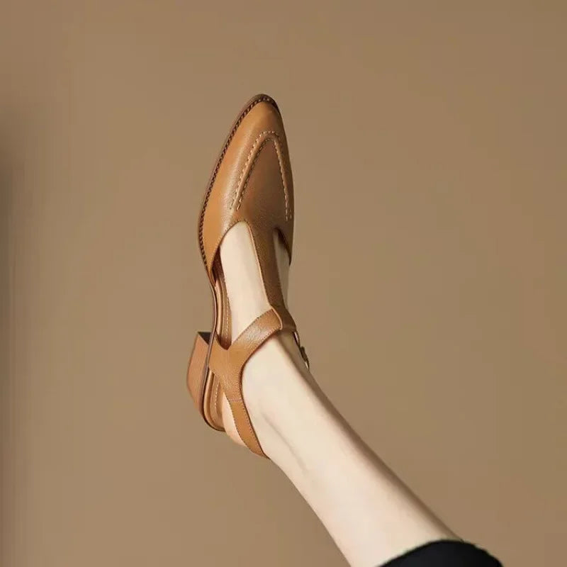Elena | Classic Leather Buckle Shoes