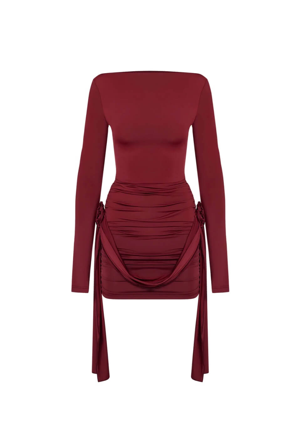Evelina | Boat-Neck Garnet Dress