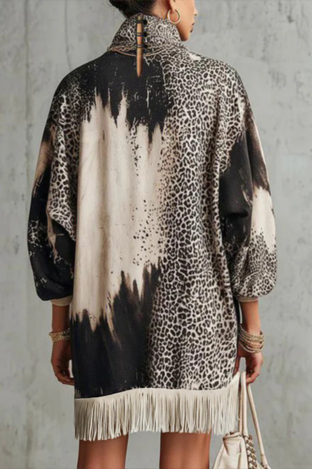 Solenne – Fringed hemline – Leopard mini dress