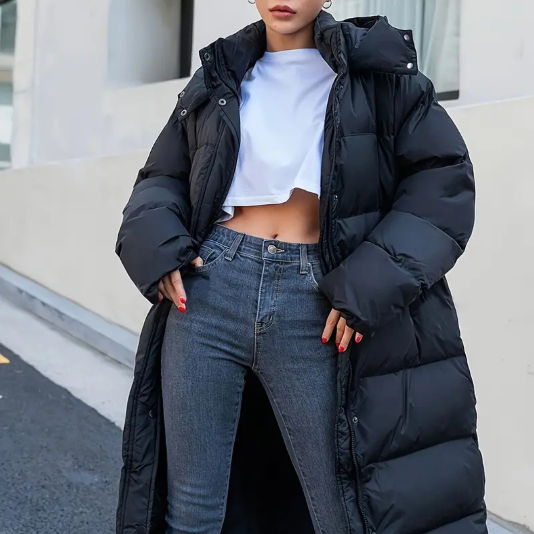 Livia | Long Quilted Jacket with High Collar