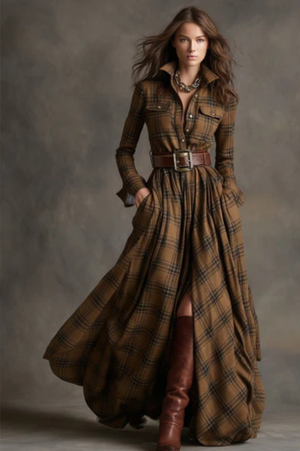 Velerine – Highland charm – Plaid maxi shirt dress