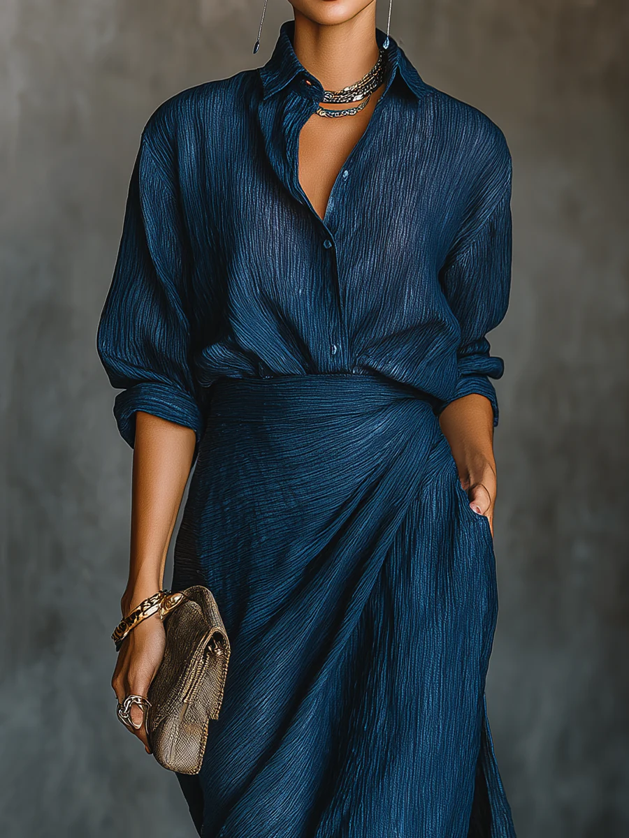 Selina | Elegant Draped Shirt Dress