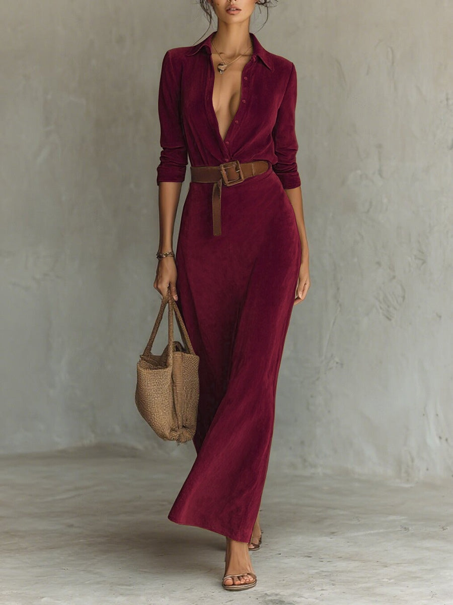 Aurora | Belted Suede Dress