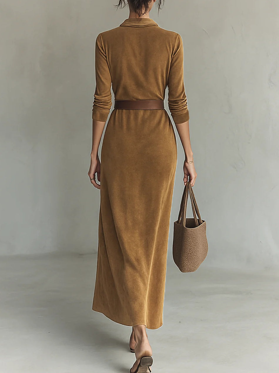 Aurora | Belted Suede Dress