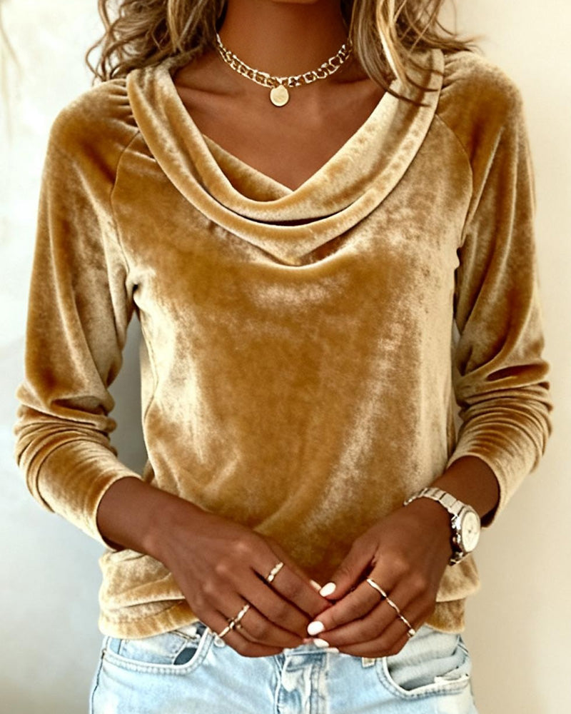 Elara | Soft Velvet Long Sleeve Top