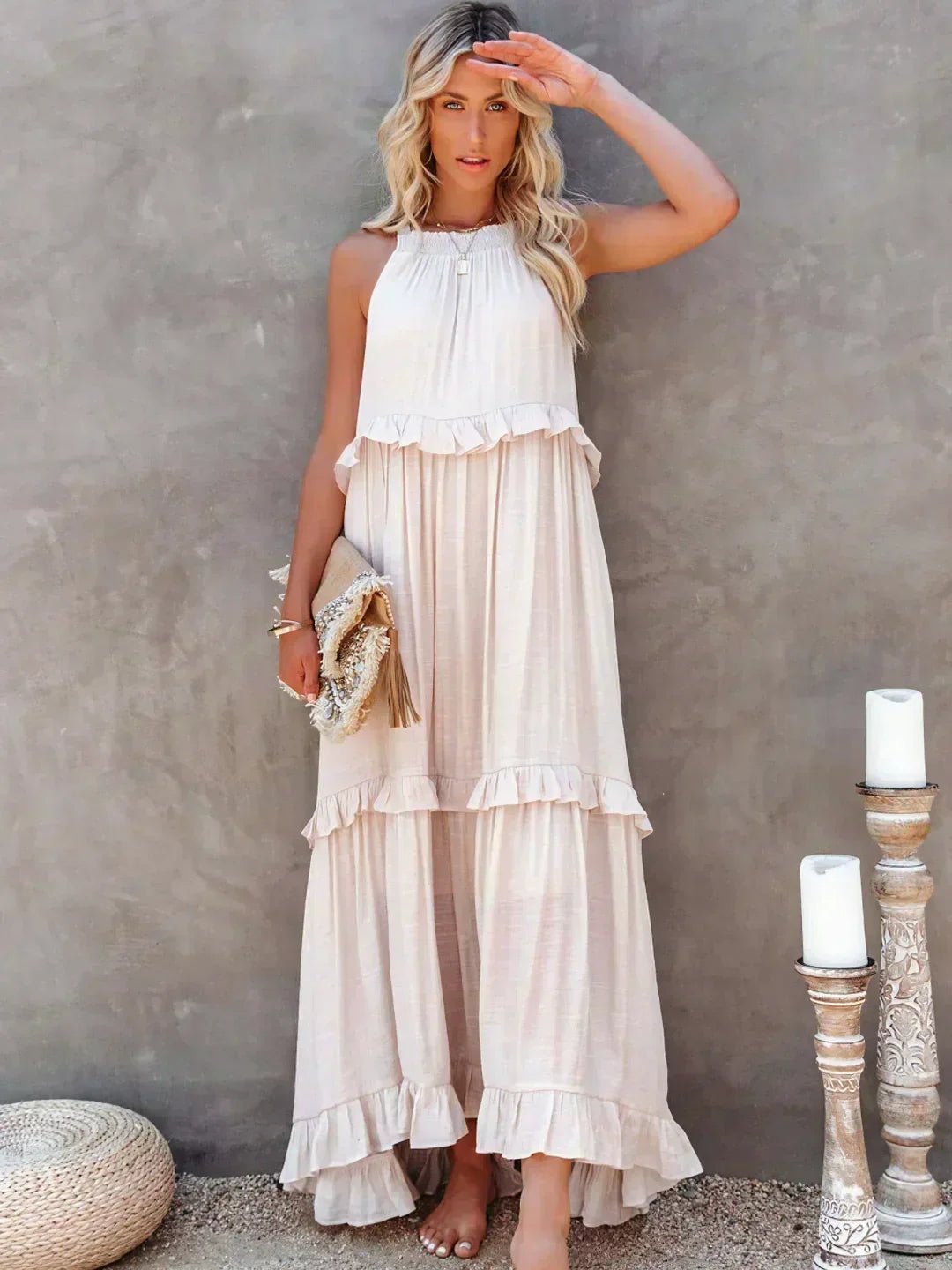 Lara | Halterneck Dress with Ruffles