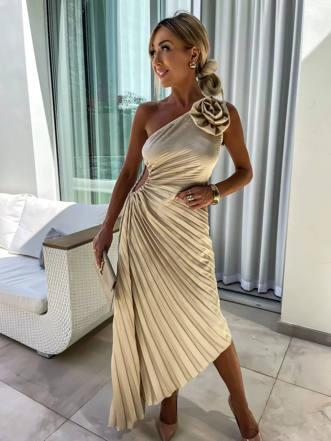 Dahlia | One-Shoulder Floral Dress
