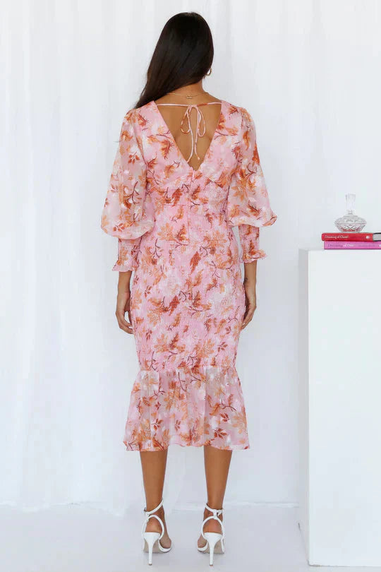 Elena | Floral Print Midi Dress