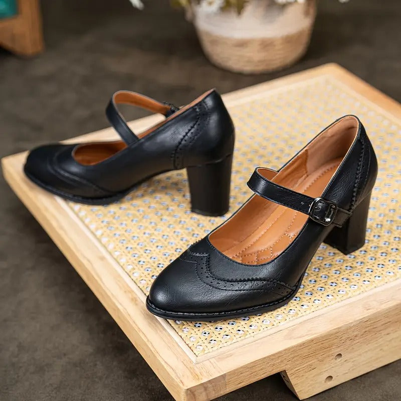 Aurora | High-Heeled Leather Shoes with Buckle