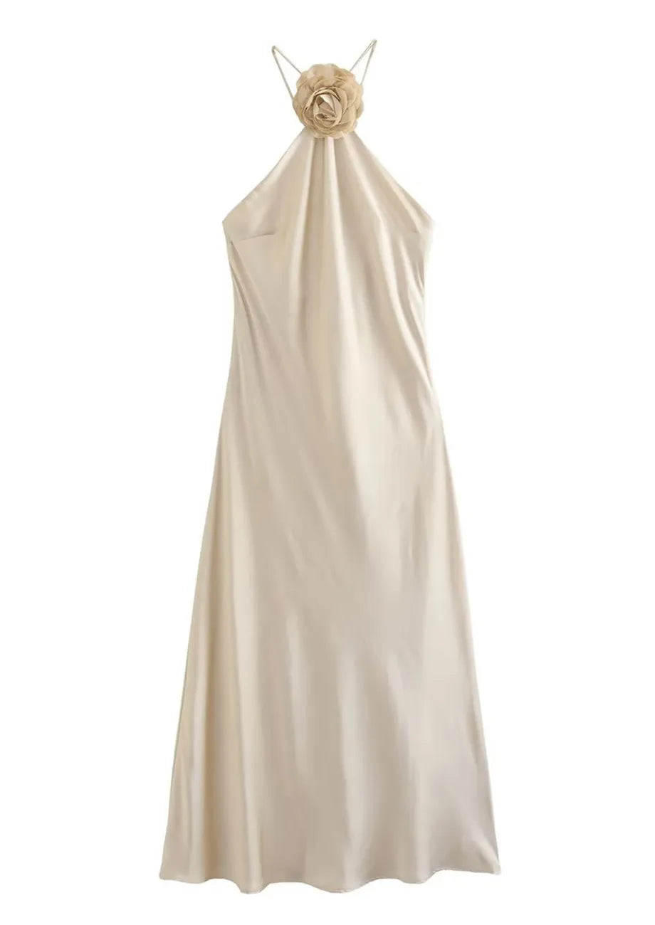 Elora | Satin Halterneck Maxi Dress