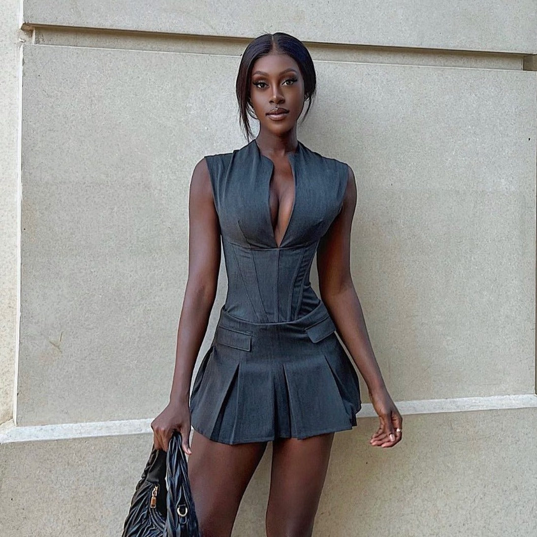 Mireille | Pleated Corset Mini Dress