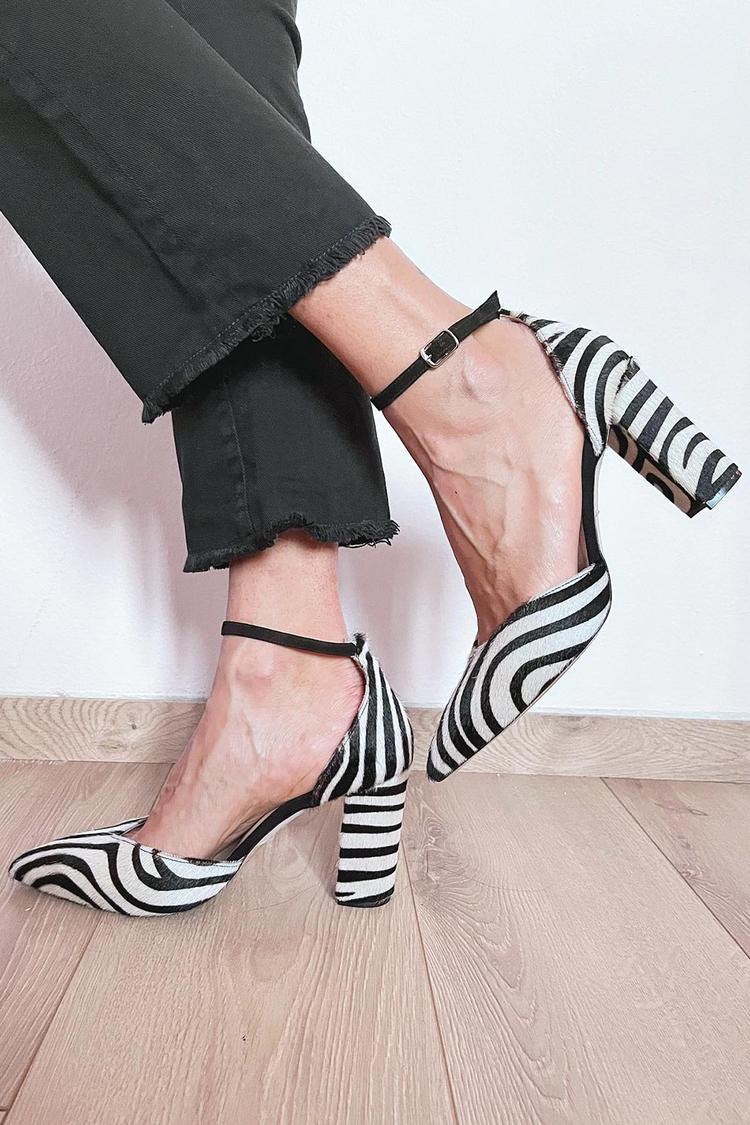 Lyra | Zebra Print Ankle Strap Pumps
