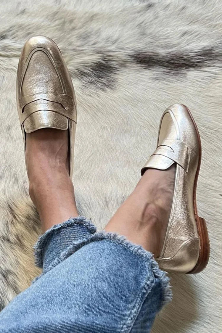 Inga | Polished Light Gold Loafer