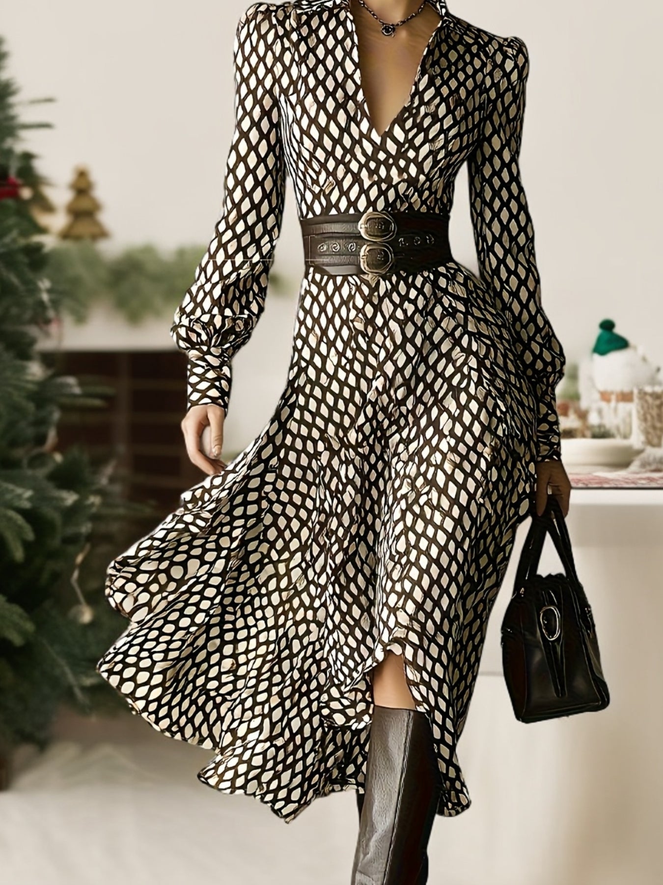 Isara | Rhombus Patterned Dress