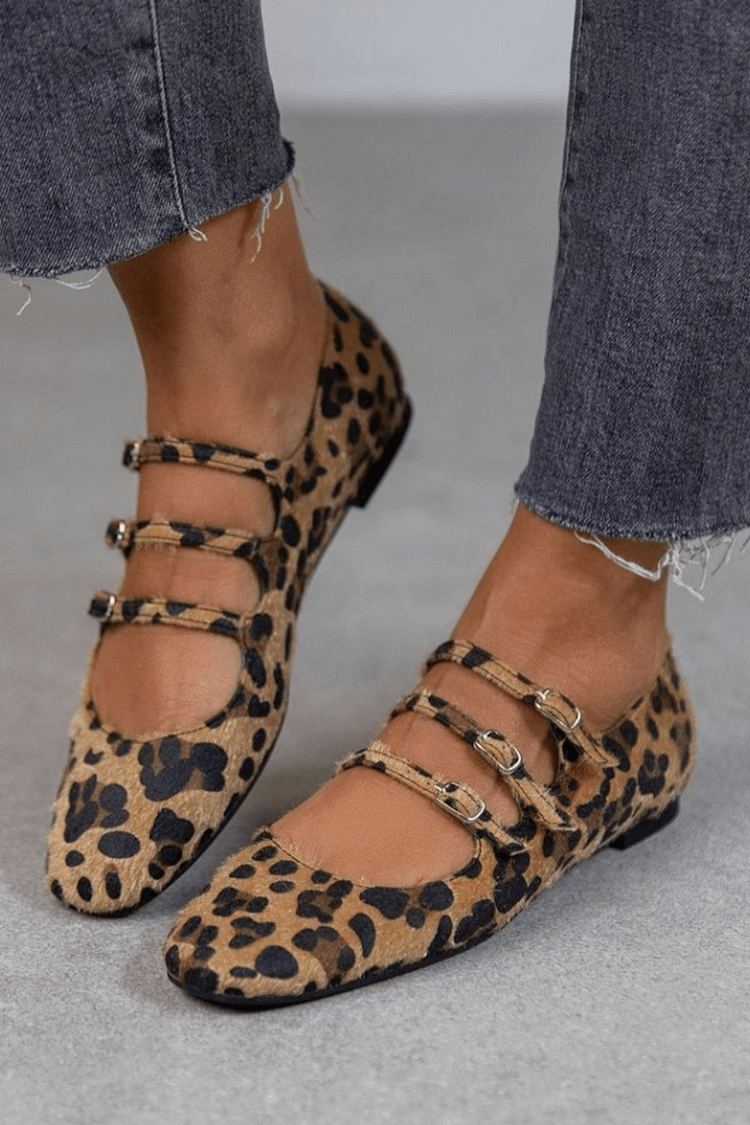 Lara | Leopard Print Buckle Flats