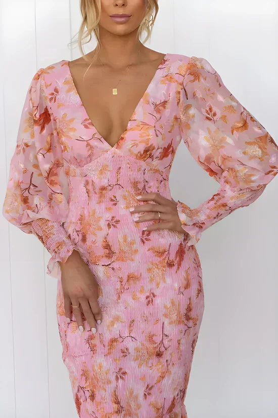 Elena | Floral Print Midi Dress