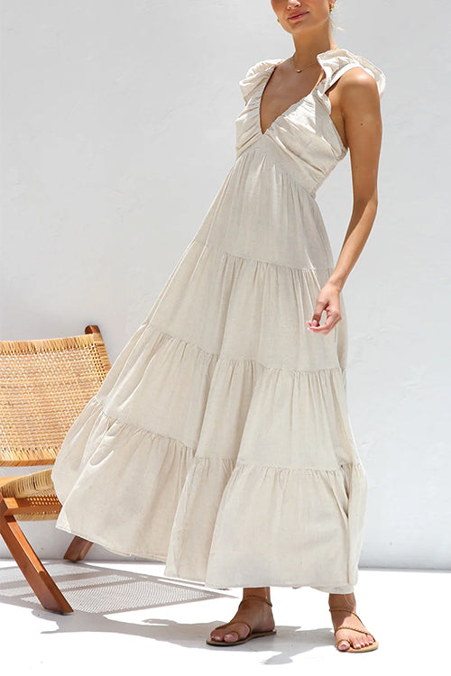 Marina | V-Neck Ruffle Maxi Dress