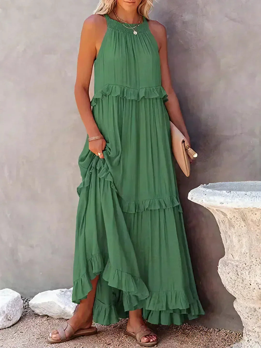 Lara | Halterneck Dress with Ruffles