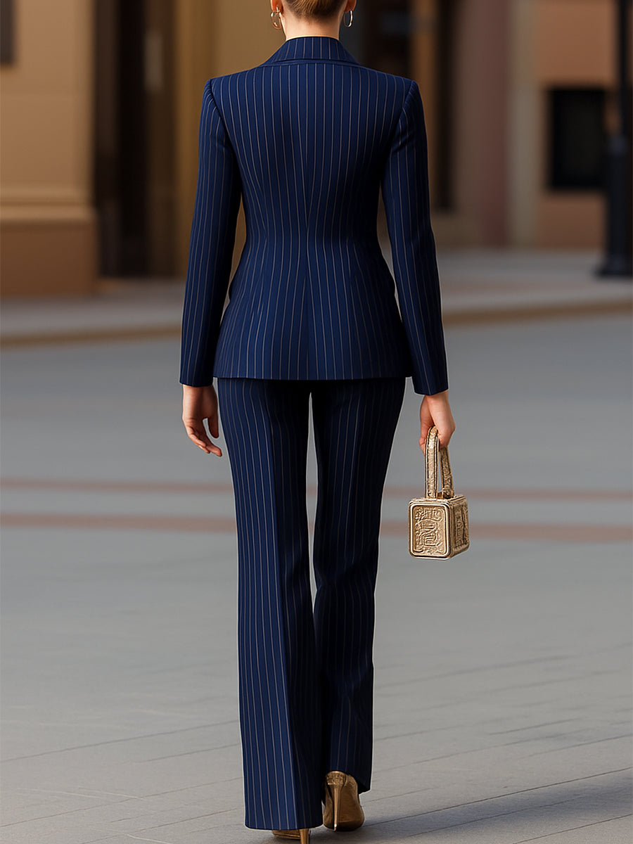 Rowena | Elegant Navy Pinstripe Suit