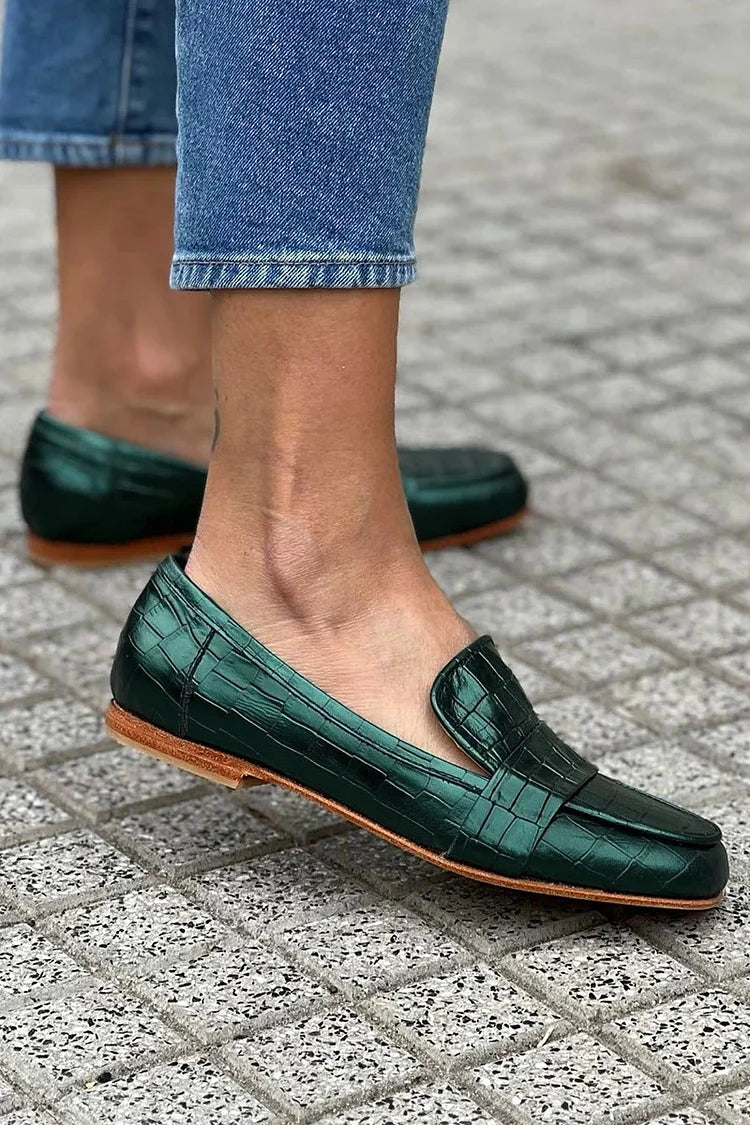 Gisella | Crocodile-Effect Leather Loafer