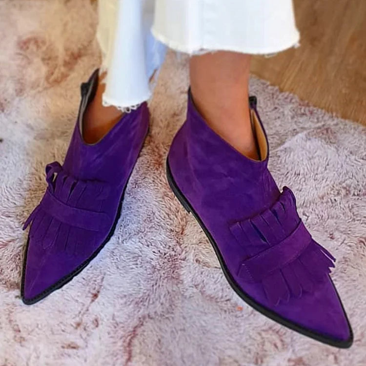 Anya | Fringed Suede Ankle Boots