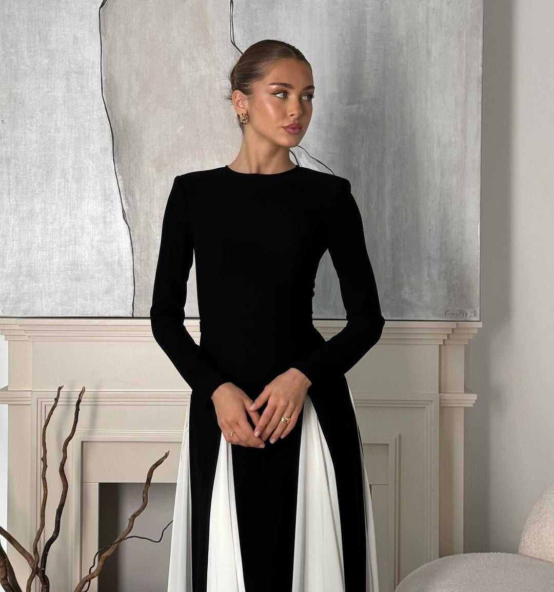 Livia | Sleek Spliced Crewneck Dress