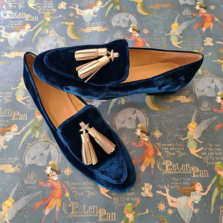 Hana | Midnight Elegance Loafers with Champagne Accents