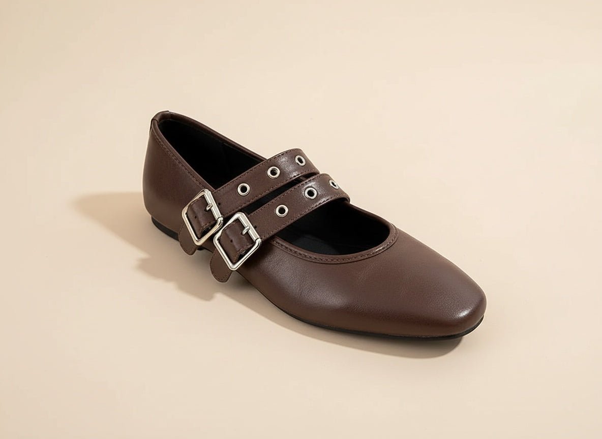 Amara | Elegant Double Buckle Flats
