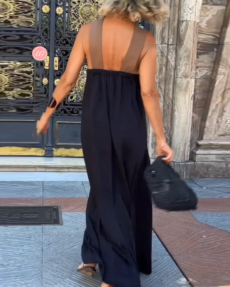 Siena | Elegant Cross-Neck Maxi Dress