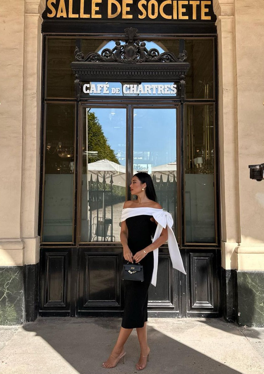 Anouk | One-Shoulder Bow Tie Midi Dress